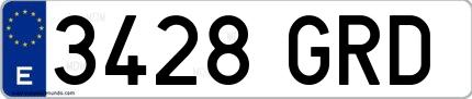 Ejemplo de matrícula española 3428 GRD
