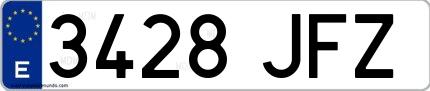 Ejemplo de matrícula española 3428 JFZ