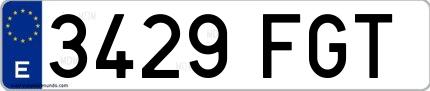 Ejemplo de matrícula española 3429 FGT