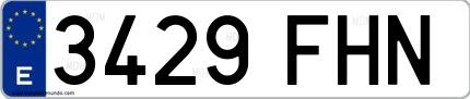 Ejemplo de matrícula española 3429 FHN