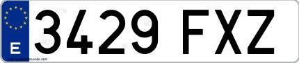 Ejemplo de matrícula española 3429 FXZ