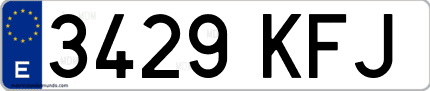 Ejemplo de matrícula de coche ordinaria 3429 KFJ
