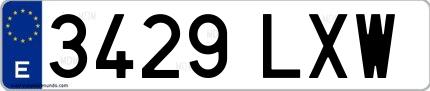 Ejemplo de matrícula española 3429 LXW
