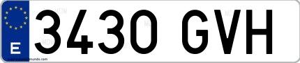 Ejemplo de matrícula española 3430 GVH