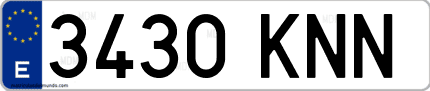 Ejemplo de matrícula de coche ordinaria 3430 KNN
