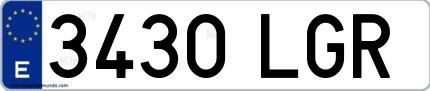 Ejemplo de matrícula española 3430 LGR