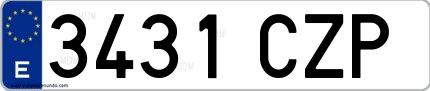 Ejemplo de matrícula de coche ordinaria 3431 CZP