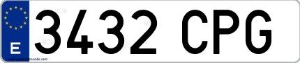 Ejemplo de matrícula española 3432 CPG