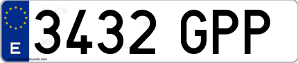 Ejemplo de matrícula de coche ordinaria 3432 GPP