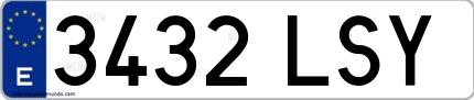 Ejemplo de matrícula española 3432 LSY