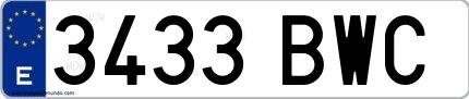 Ejemplo de matrícula española 3433 BWC