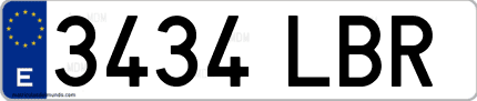 Ejemplo de matrícula de coche ordinaria 3434 LBR