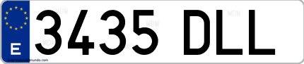 Ejemplo de matrícula de coche ordinaria 3435 DLL