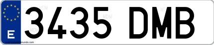 Ejemplo de matrícula española 3435 DMB