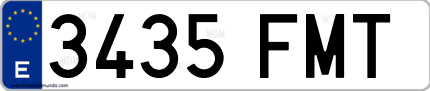 Ejemplo de matrícula de coche ordinaria 3435 FMT