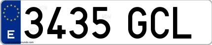 Ejemplo de matrícula española 3435 GCL