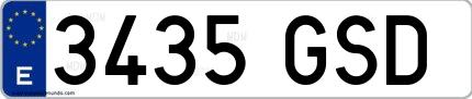 Ejemplo de matrícula española 3435 GSD
