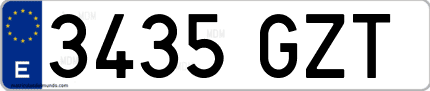 Ejemplo de matrícula de coche ordinaria 3435 GZT