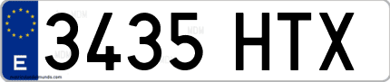 Ejemplo de matrícula de coche ordinaria 3435 HTX