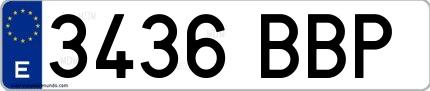 Ejemplo de matrícula española 3436 BBP