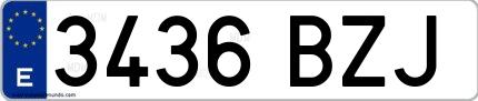 Ejemplo de matrícula española 3436 BZJ