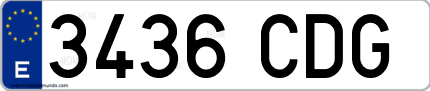 Ejemplo de matrícula de coche ordinaria 3436 CDG