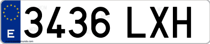 Ejemplo de matrícula de coche ordinaria 3436 LXH