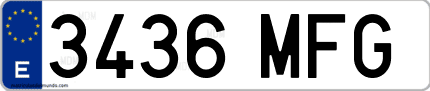 Ejemplo de matrícula de coche ordinaria 3436 MFG