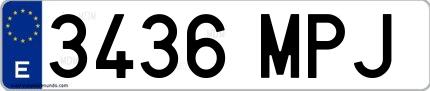Ejemplo de matrícula española 3436 MPJ