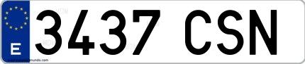 Ejemplo de matrícula española 3437 CSN