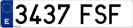 Ejemplo de matrícula española 3437 FSF