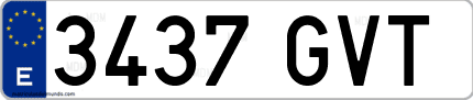 Ejemplo de matrícula de coche ordinaria 3437 GVT