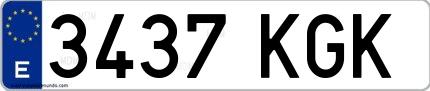 Ejemplo de matrícula española 3437 KGK