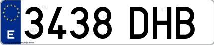 Ejemplo de matrícula española 3438 DHB