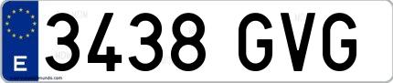 Ejemplo de matrícula española 3438 GVG