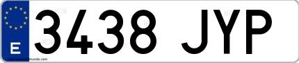 Ejemplo de matrícula española 3438 JYP