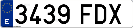 Ejemplo de matrícula de coche ordinaria 3439 FDX