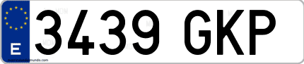 Ejemplo de matrícula de coche ordinaria 3439 GKP