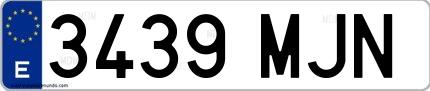 Ejemplo de matrícula española 3439 MJN