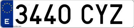 Ejemplo de matrícula de coche ordinaria 3440 CYZ