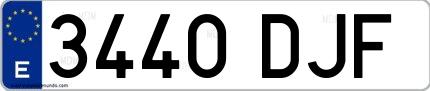 Ejemplo de matrícula española 3440 DJF