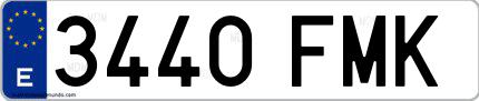 Ejemplo de matrícula española 3440 FMK