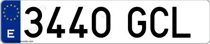 Ejemplo de matrícula española 3440 GCL
