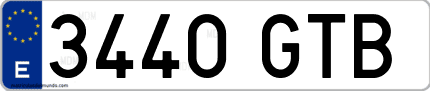 Ejemplo de matrícula de coche ordinaria 3440 GTB