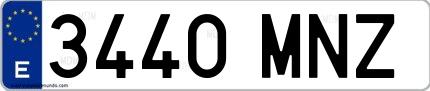 Ejemplo de matrícula española 3440 MNZ