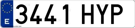 Ejemplo de matrícula española 3441 HYP