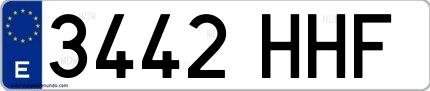 Ejemplo de matrícula española 3442 HHF