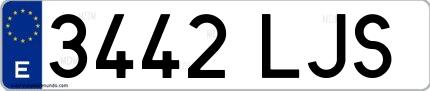Ejemplo de matrícula de coche ordinaria 3442 LJS