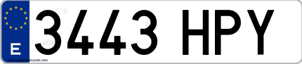 Ejemplo de matrícula de coche ordinaria 3443 HPY