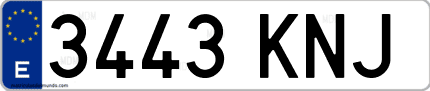 Ejemplo de matrícula de coche ordinaria 3443 KNJ